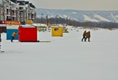 Moving the Ice Hut.