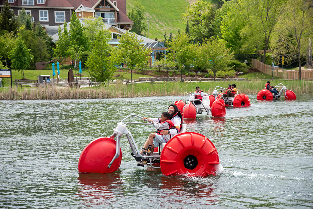water tricycles on pond